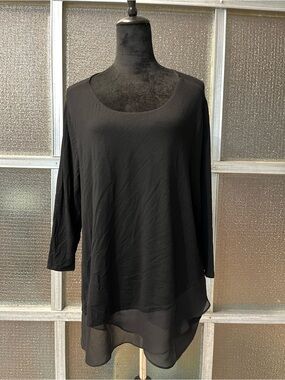 Chico's Black Layered Chiffon-Hem Tunic
